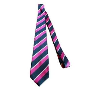 UMO LORENZO 100% SILK PINK GREY STRIPE NECK TIE, 59”